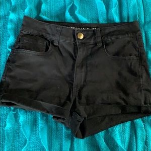 Black Sateen Hi-rise Shortie Shorts